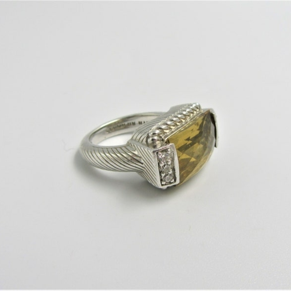 Vintage JUDITH RIPKA RING 925 Sterling Silver Yellow Citrine Cocktail Ring S-7 - Picture 11 of 13